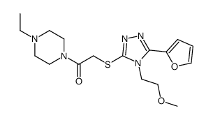 Piperazine, 1-ethyl-4-[[[5-(2-furanyl)-4-(2-methoxyethyl)-4H-1,2,4-triazol-3-yl]thio]acetyl]- (9CI) picture