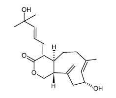 4,4a,5,6,9,10,11,11a-Octahydro-9-hydroxy-4-(4-hydroxy-4-methyl-2-pentenylidene)-7-methyl-11-methylenecyclonona[c]pyran-3(1H)-one structure