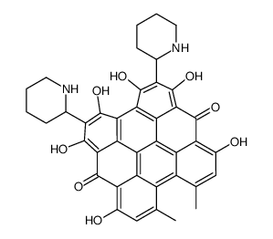 Phenanthro(1,10,9,8-opqra)perylene-7,14-dione, 1,3,4,6,8,13-hexahydrox y-10,11-dimethyl-2,5-di-2-piperidinyl-结构式