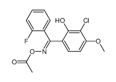 (E)-3-chloro-2'-fluoro-2-hydroxy-4-methoxybenzophenone O-acetyl oxime Structure