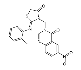 2-(2-methylphenyl)imino-3-[(6-nitro-4-oxoquinazolin-3-yl)methyl]-1,3-thiazolidin-4-one Structure