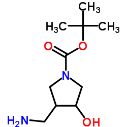 tert-butyl 3-(aminomethyl)-4-hydroxypyrrolidine-1-carboxylate Structure