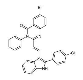6-bromo-2-[(E)-2-[2-(4-chlorophenyl)-1H-indol-3-yl]ethenyl]-3-phenylquinazolin-4-one结构式