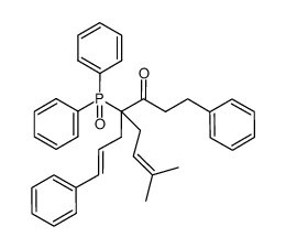 (E)-4-diphenylphosphinoyl-7-methyl-1-phenyl-4-(3'-phenyl-prop-2'-en-yl)-oct-6-en-3-one Structure