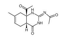 2-acetamido-7-methyl-9β-acetyl-3,4,5,8,9,10β-hexahydroquinazolin-4-one结构式