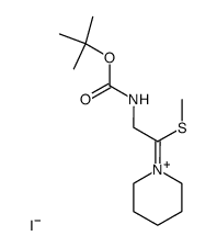 1-(2-tert-Butoxycarbonylamino-1-methylsulfanyl-ethylidene)-piperidinium; iodide Structure