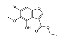 2-methyl-3-carboethoxy-4-hydroxy-5-methoxy-6-bromobenzofuran Structure