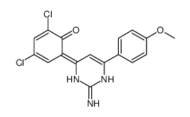 6-[2-amino-4-(4-methoxyphenyl)-1H-pyrimidin-6-ylidene]-2,4-dichlorocyclohexa-2,4-dien-1-one Structure