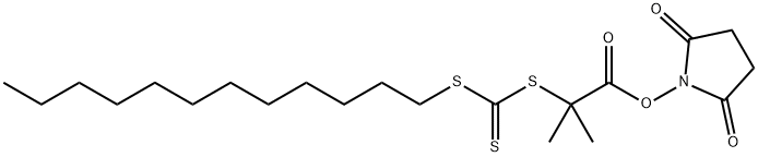 2-(Dodecylthiocarbonothioylthio)-2-methylpropionic acid N-hydroxysuccinimide ester Structure