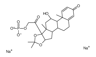 Pregna-1,4-diene-3,20-dione, 11-hydroxy-16,17-[(1-methylethylidene)bis(oxy)]-21-(phosphonooxy)-, disodium salt, (11beta,16alpha)- picture