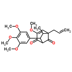 5-Allyl-3-methoxy-6-methyl-7-(3,4,5-trimethoxyphenyl)bicyclo[3.2.1]oct-3-ene-2,8-dione structure
