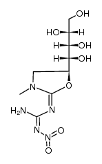 1-((S)-3-methyl-5-((1S,2S,3R)-1,2,3,4-tetrahydroxybutyl)oxazolidin-2-ylidene)-2-nitroguanidine Structure