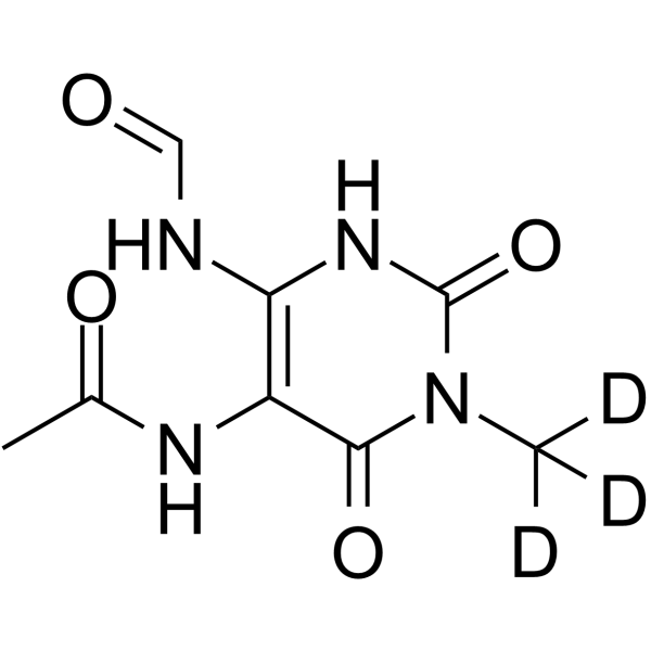 5-Acetylamino-6-formylamino-3-methyluracil-d3结构式
