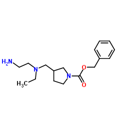 Benzyl 3-{[(2-aminoethyl)(ethyl)amino]methyl}-1-pyrrolidinecarboxylate结构式