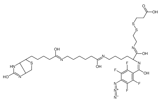 2-[N2-(4-AZIDO-2,3,5,6-TETRAFLUOROBENZOYL)-N6-(6-BIOTINAMIDOCAPROYL)-L-LYSINYL]ETHYL 2-CARBOXYETHYL DISULFIDE structure