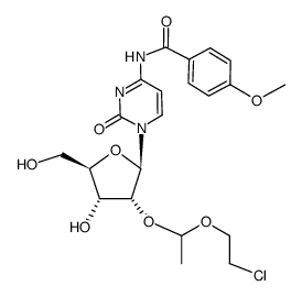 N4-anisoyl-2'-O-<1-(2-chloroethoxy)ethyl>cytidine Structure