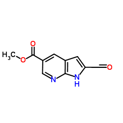 Methyl 2-formyl-1H-pyrrolo[2,3-b]pyridine-5-carboxylate结构式