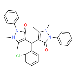 4,4-((2-chlorophenyl)methylene)bis(1,5-dimethyl-2-phenyl-1,2-dihydro-3H-pyrazol-3-one) Structure