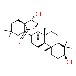 3β,15β,16α-Trihydroxyolean-12-en-28-oic acid γ-lactone structure