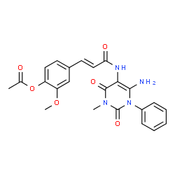2-Propenamide,3-[4-(acetyloxy)-3-methoxyphenyl]-N-(6-amino-1,2,3,4-tetrahydro-3-methyl-2,4-dioxo-1-phenyl-5-pyrimidinyl)-结构式