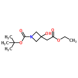 2-Methyl-2-propanyl 3-(2-ethoxy-2-oxoethyl)-3-hydroxy-1-azetidinecarboxylate结构式