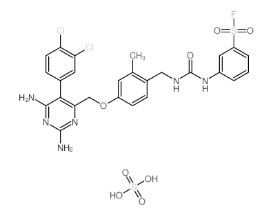 3-[[4-[[2,6-diamino-5-(3,4-dichlorophenyl)pyrimidin-4-yl]methoxy]-2-methyl-phenyl]methylcarbamoylamino]benzenesulfonyl fluoride; sulfuric acid结构式