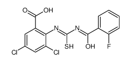 3,5-DICHLORO-2-[[[(2-FLUOROBENZOYL)AMINO]THIOXOMETHYL]AMINO]-BENZOIC ACID结构式