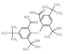 2-[2-carboxy-6-(2-hydroxypropan-2-yl)-4-tert-butyl-phenyl]sulfanyl-3-(2-hydroxypropan-2-yl)-5-tert-butyl-benzoic acid structure