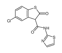 5-Chloro-2-oxo-2,3-dihydro-benzo[b]thiophene-3-carboxylic acid thiazol-2-ylamide结构式