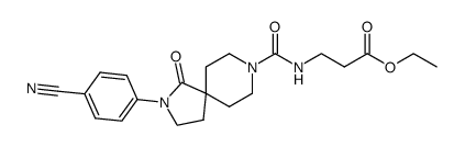 ethyl 3-(2-(4-cyanophenyl)-1-oxo-2,8-diazaspiro[4.5]decane-8-carboxamido)propanoate结构式