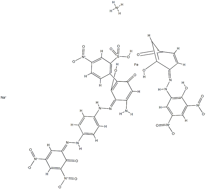 Ferrate(2-), [2-[[4-[[2,6-dihydroxy-3-[(2-hydroxy-3,5-dinitrophenyl)azo]phenyl]azo]phenyl]amino]-5-nitrobenzenesulfonato(3-)][4-[(2-hydroxy-3,5-dinitrophenyl)azo]-1,3-benzenediolato(2-)]-, ammonium sodium picture