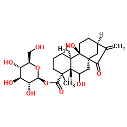 ent-6,9-Dihydroxy-15-oxo-16-kauren-19-oic acid beta-D-glucopyrasyl ester Structure