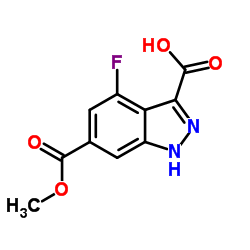 4-FLUORO-6-METHOXYCARBONYL-3-(1H)INDAZOLE CARBOXYLIC ACID结构式