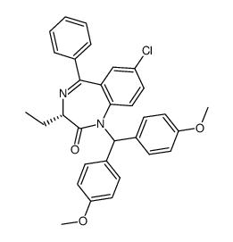 (3S)-(+)-1-di(p-anisyl)methyl-7-chloro-3-ethyl-1,3-dihydro-5-phenyl-2H-1,4-benzodiazepin-2-one Structure