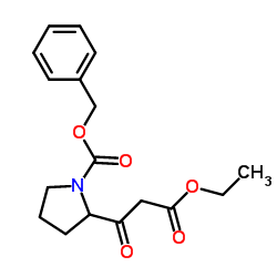2-Pyrrolidinepropanoic acid, β-oxo-1-[(phenylmethoxy)carbonyl]-, ethyl ester结构式