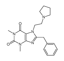 8-benzyl-1,3-dimethyl-7-(2-pyrrolidin-1-yl-ethyl)-3,7-dihydro-purine-2,6-dione结构式