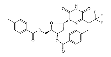 1-(2'-deoxy-3',5'-di-O-p-toluoyl-β-D-erythro-pentofuranosyl)-5-(2,2,2-trifluoroethyl)-6-azauracil Structure
