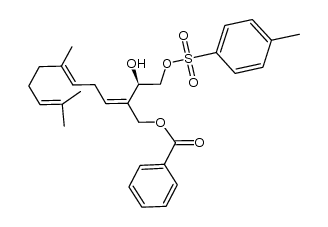 (R)-2-(1'-Hydroxy-2'-tosyloxyethyl)-6,10-dimethyl-2,5,9-undecatrien-1-yl benzoate结构式