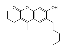 7-hydroxy-4-methyl-6-pentyl-3-propylchromen-2-one结构式