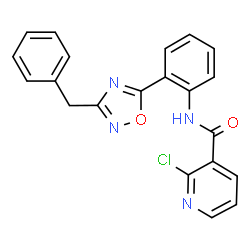 N-[2-(3-benzyl-1,2,4-oxadiazol-5-yl)phenyl]-2-chloropyridine-3-carboxamide structure