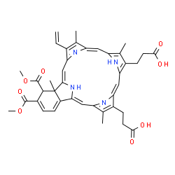 23H,25H-Benzo[b]porphine-9,13-dipropanoic acid, 19-ethenyl-1,22a-dihydro-1,2-bis(methoxycarbonyl)-8,14,18,22a-tetramethyl- Structure