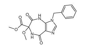 3-benzyl-4,5,7,8-tetrahydro-6-methoxy-6-methoxycarbonyl-6H-imidazo(4,5-e)(1,4)diazepine-5,8-dione结构式