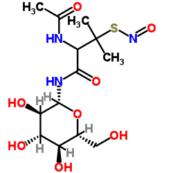 N-(β-Glucopyranosyl)-N2-acetyl-S-nitrosopenicillamide structure