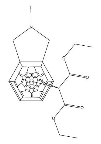 (+/-)-Diethyl 63-methyl-1,2-(methaniminomethano)-33,50-methano[60]fullerene-61,61-dicarboxylate结构式