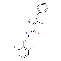 (E)-N-(2,6-dichlorobenzylidene)-4-methyl-3-phenyl-1H-pyrazole-5-carbohydrazide结构式