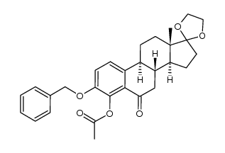 3-benzyloxy-4-hydroxy-17,17-ethylenedioxy-1,3,5(10)-estratrien-6-one acetate Structure