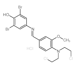 4-[[4-[bis(2-chloroethyl)amino]-3-methoxy-phenyl]methylideneamino]-2,6-dibromo-phenol Structure