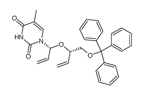 1-{1-[1-(trityloxymethyl)prop-2-enyloxy]prop-2-enyl}thymine Structure