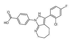 4-[3-(2-chloro-4-fluorophenyl)-4,5,6,7-tetrahydro-2H-pyrazolo[3,4-b]azepin-1-yl]benzoic acid Structure