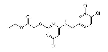 [[4-Chloro-6-[[(3,4-dichlorophenyl)methyl]amino]-2-pyrimidinyl]thio]acetic acid ethyl ester structure